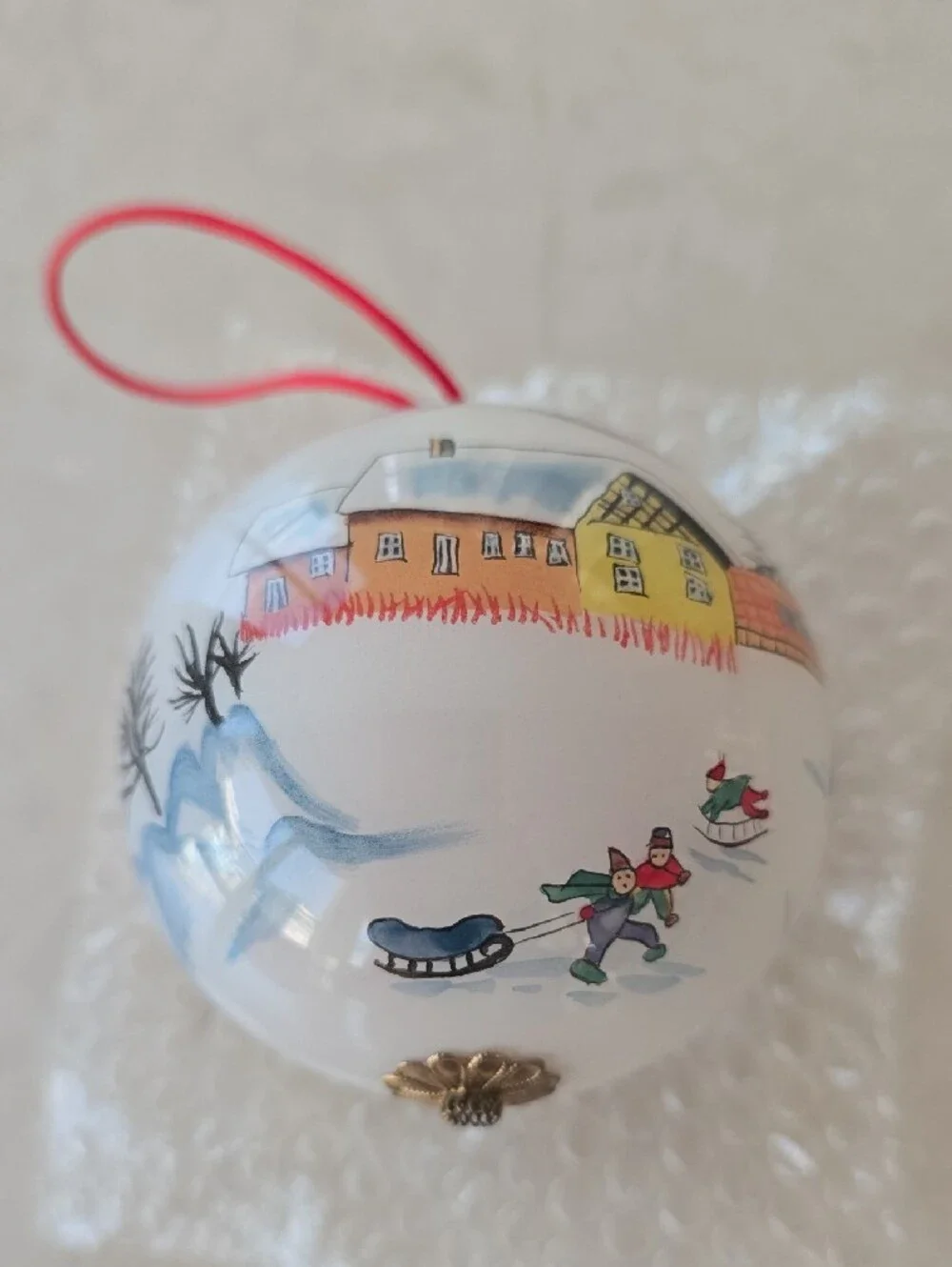 Set Of 2 Inside-Painted Glass Ornaments - Holiday and Winter Theme